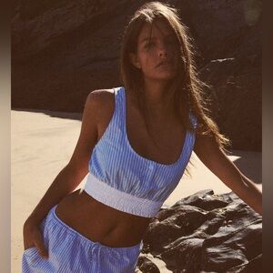 Striped Poplin Crop Top